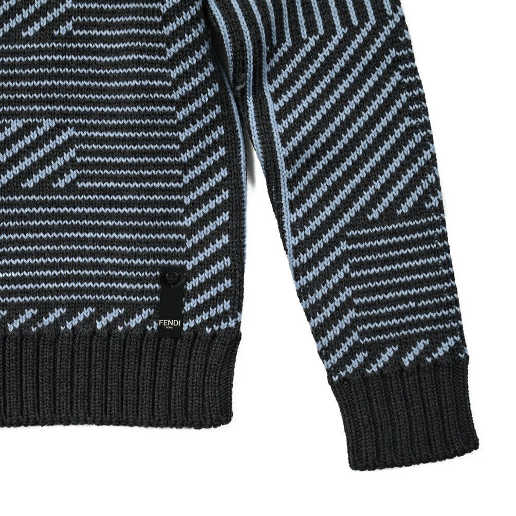 FENDI ウール100% ミドルゲージクルーネックジャガードニットセーター｜397586 - 46｜GUARDAROBA MILANO OFFICIAL STORE