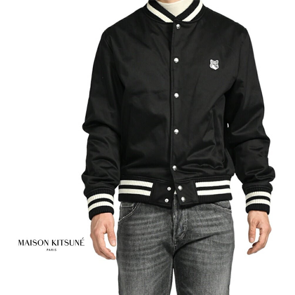 MAISON KITSUNE コットンサテン グレーフォックスヘッドパッチブルゾン(スタジャン)｜397867 - XS｜GUARDAROBA MILANO OFFICIAL STORE