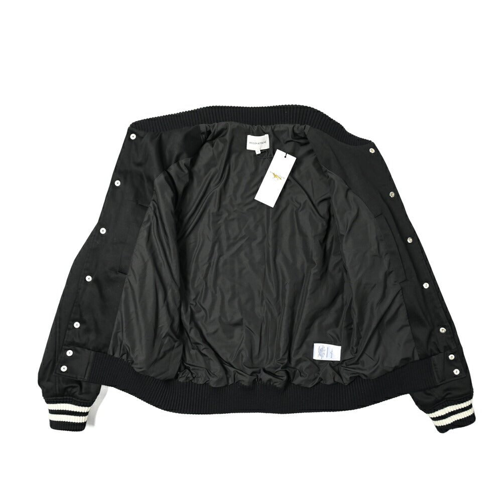 23-24AW MAISON KITSUNE コットンサテン グレーフォックスヘッドパッチブルゾン(スタジャン)｜GUARDAROBA MILANO OFFICIAL STORE