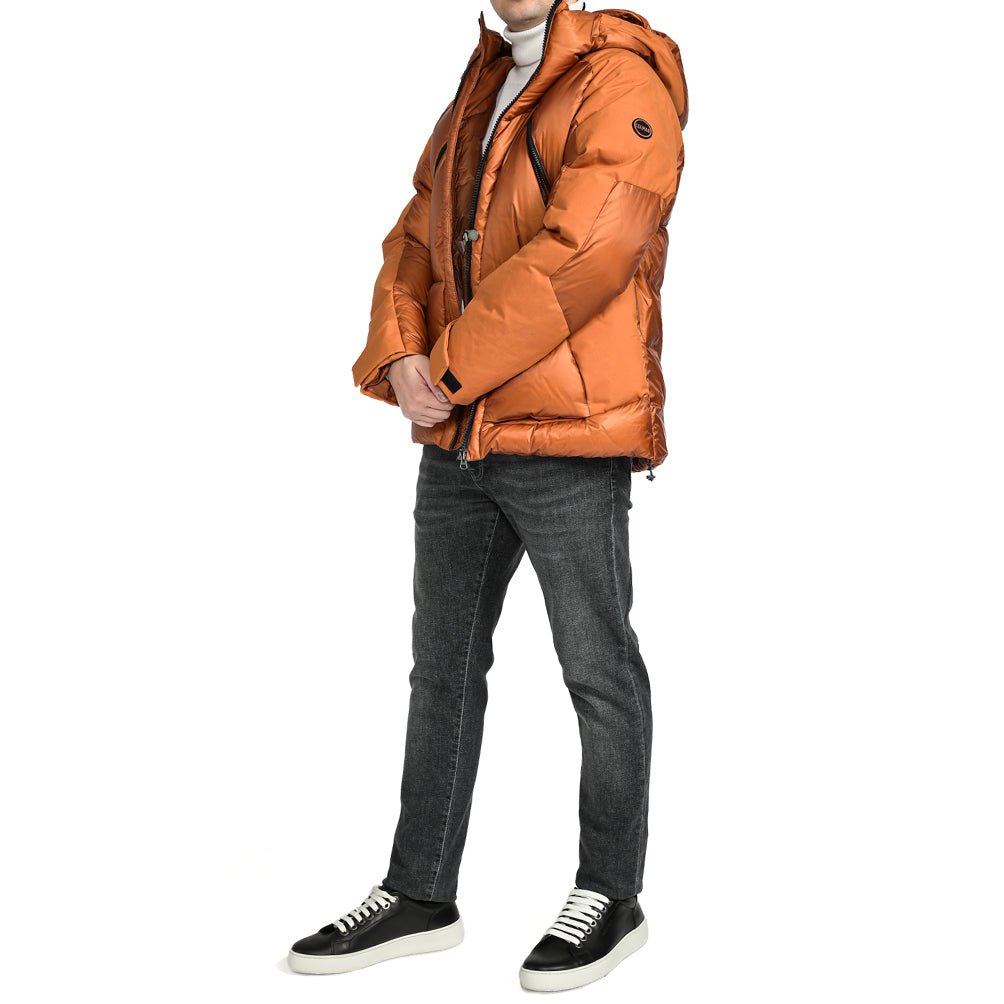 SALE｜COLMAR REVOLUTION by YOSUKE AIZAWA コットン×ナイロン 異素材コンビダウンジャケットフーディー / British Millerain社製生地｜411234 - 50｜GUARDAROBA MILANO OFFICIAL STORE