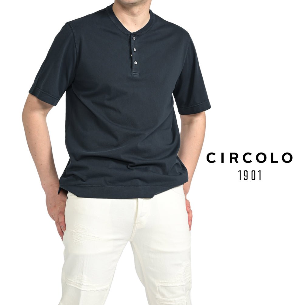 CIRCOLO 1901 コットンジャージー100% ヘンリーネックTシャツ｜402223 - S｜GUARDAROBA MILANO OFFICIAL STORE