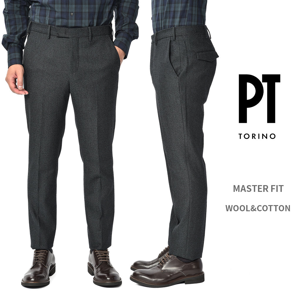 PT TORINO "MASTER FIT" ウールコットンメランジ ノータックスラックス｜GUARDAROBA MILANO OFFICIAL STORE