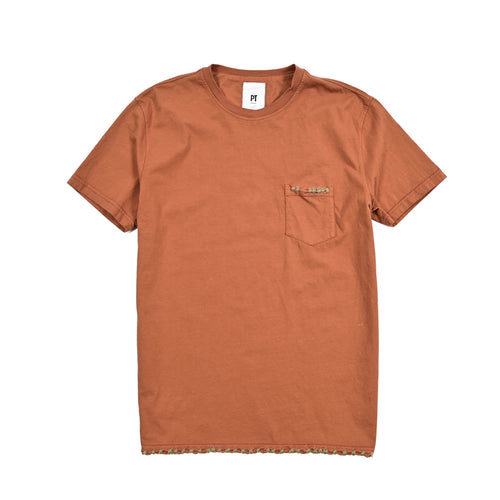PT TORINO コットン100% ステッチデザインクルーネック半袖Tシャツ