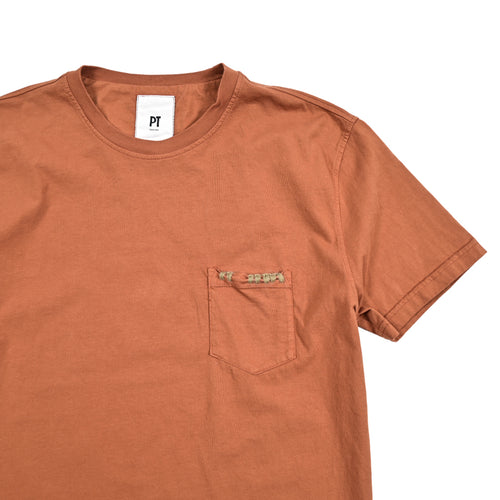 PT TORINO コットン100% ステッチデザインクルーネック半袖Tシャツ