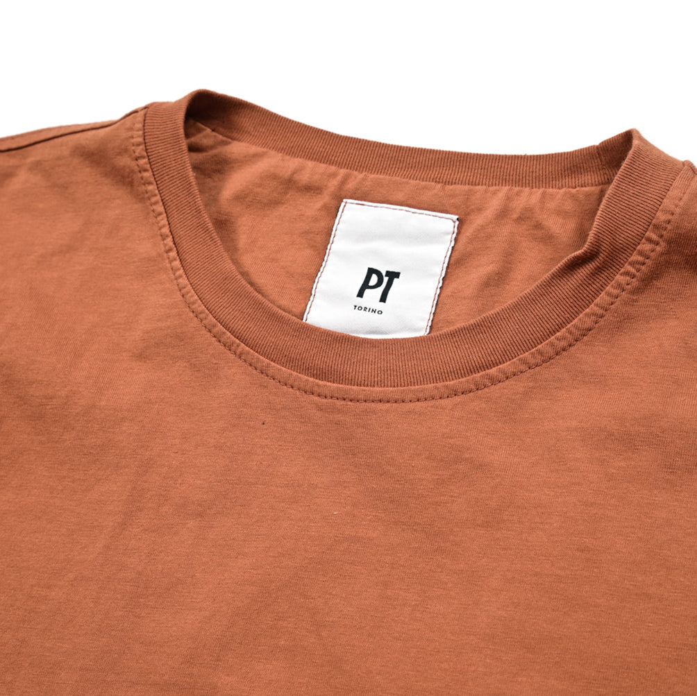 PT TORINO コットン100% ステッチデザインクルーネック半袖Tシャツ