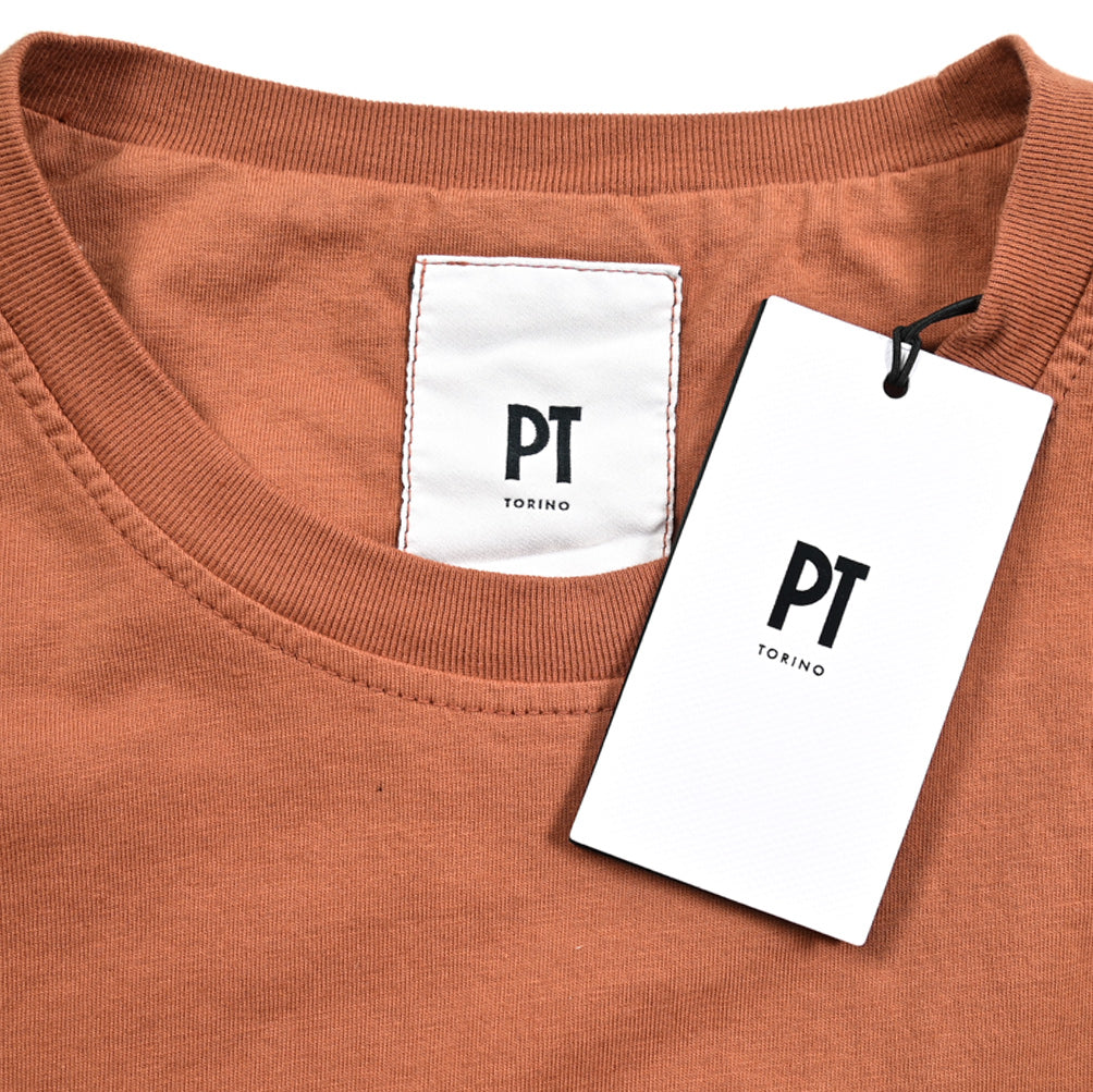 PT TORINO コットン100% ステッチデザインクルーネック半袖Tシャツ