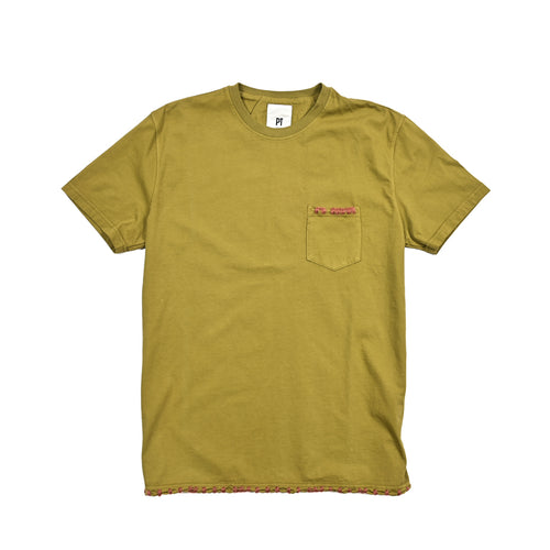 PT TORINO コットン100% ステッチデザインクルーネック半袖Tシャツ