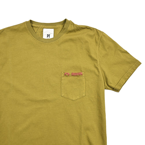 PT TORINO コットン100% ステッチデザインクルーネック半袖Tシャツ