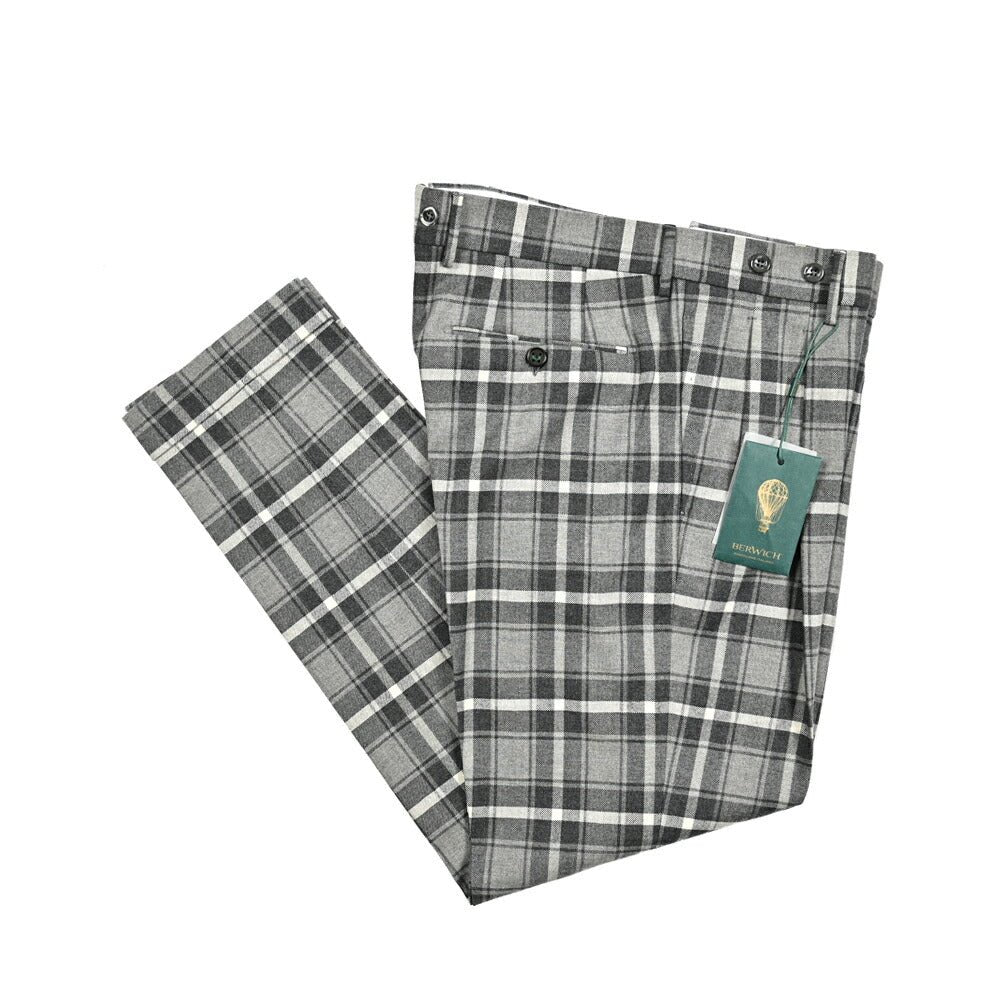 BERWICH BARBER ストレッチウールコットン ツータックスラックス｜413541 - 46｜GUARDAROBA MILANO OFFICIAL STORE