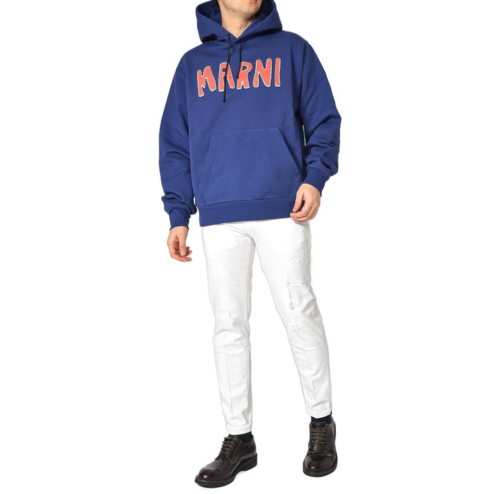 MARNI コットン100% 裏起毛プルオーバースウェットロゴパーカー｜384823 - B - 48｜GUARDAROBA MILANO OFFICIAL STORE