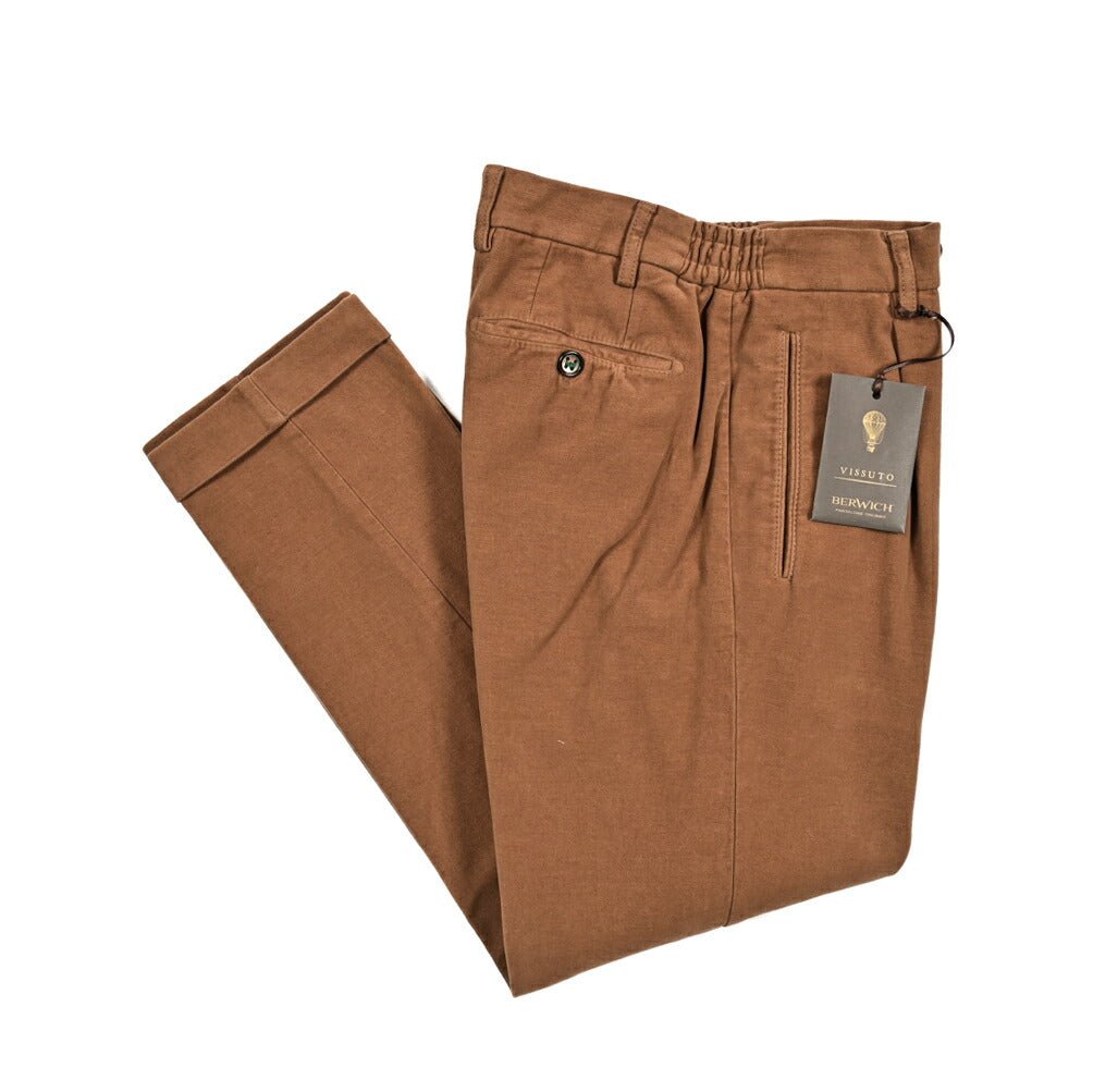 BERWICH RETRO ストレッチコットン 微起毛ワンタックチノスラックス｜413436 - 48｜GUARDAROBA MILANO OFFICIAL STORE