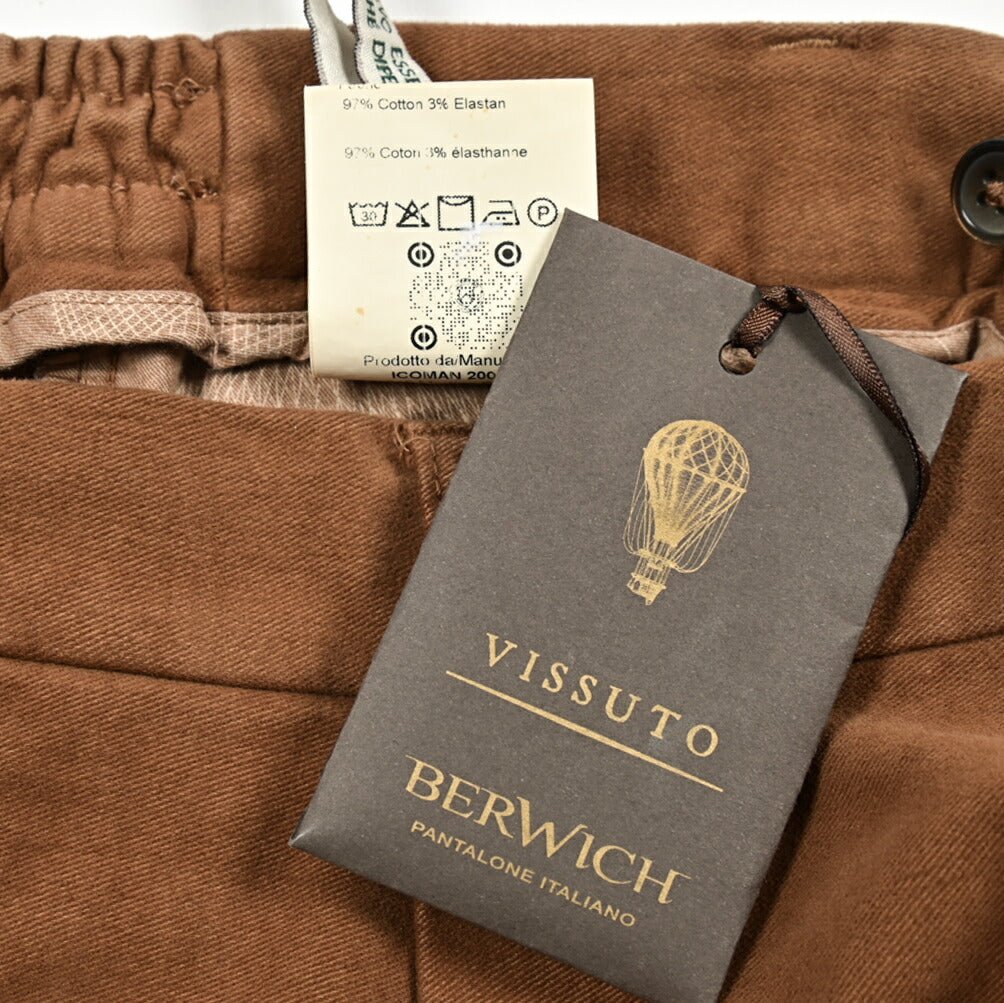 SALE｜BERWICH RETRO ストレッチコットン 微起毛ワンタックチノスラックス｜413436 - 48｜GUARDAROBA MILANO OFFICIAL STORE