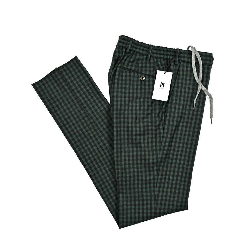 PT TORINO "SLIM FIT" ウールコットン ドローコードノータックスラックス｜414978-46｜GUARDAROBA MILANO OFFICIAL STORE