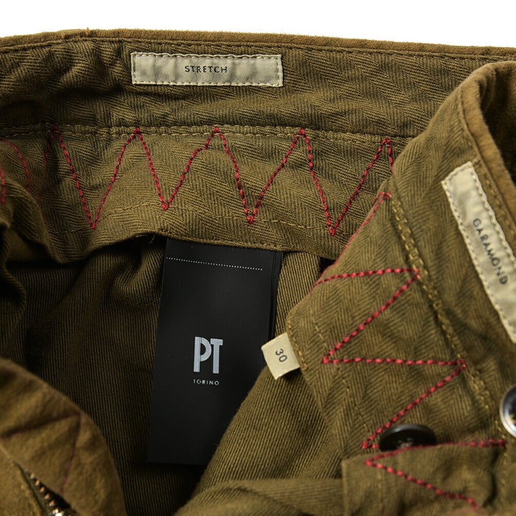 SALE｜PT TORINO WORN OUT GARAMOND 製品染め ストレッチコットン ワンタックスラックス(モールスキン) / PT01｜389913 - 30｜GUARDAROBA MILANO OFFICIAL STORE