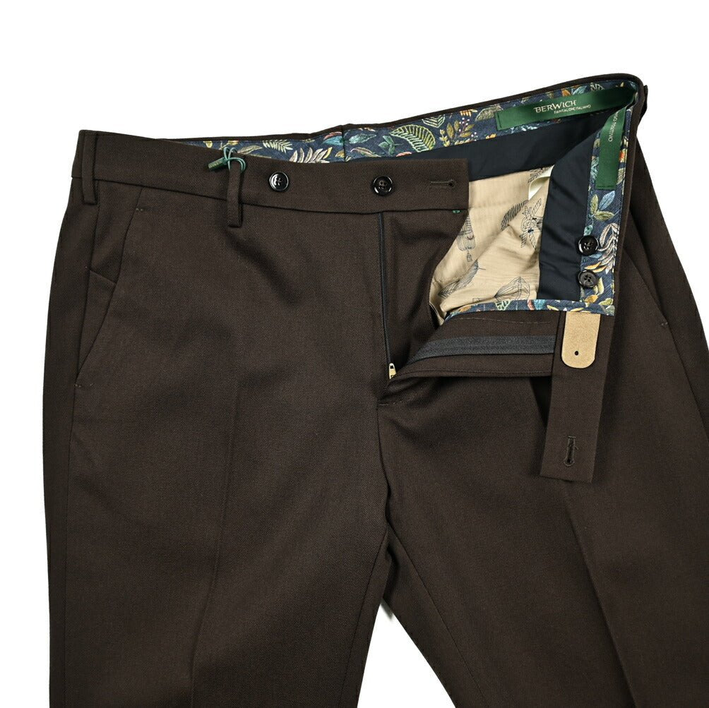 SALE｜BERWICH MORELLO ストレッチウールコットン ノータックスラックス｜412102 - 50｜GUARDAROBA MILANO OFFICIAL STORE