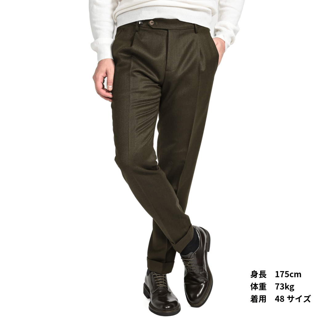 SALE｜BERWICH RETRO ヴァージンウール100% ワンタックスラックス｜411844 - 46｜GUARDAROBA MILANO OFFICIAL STORE