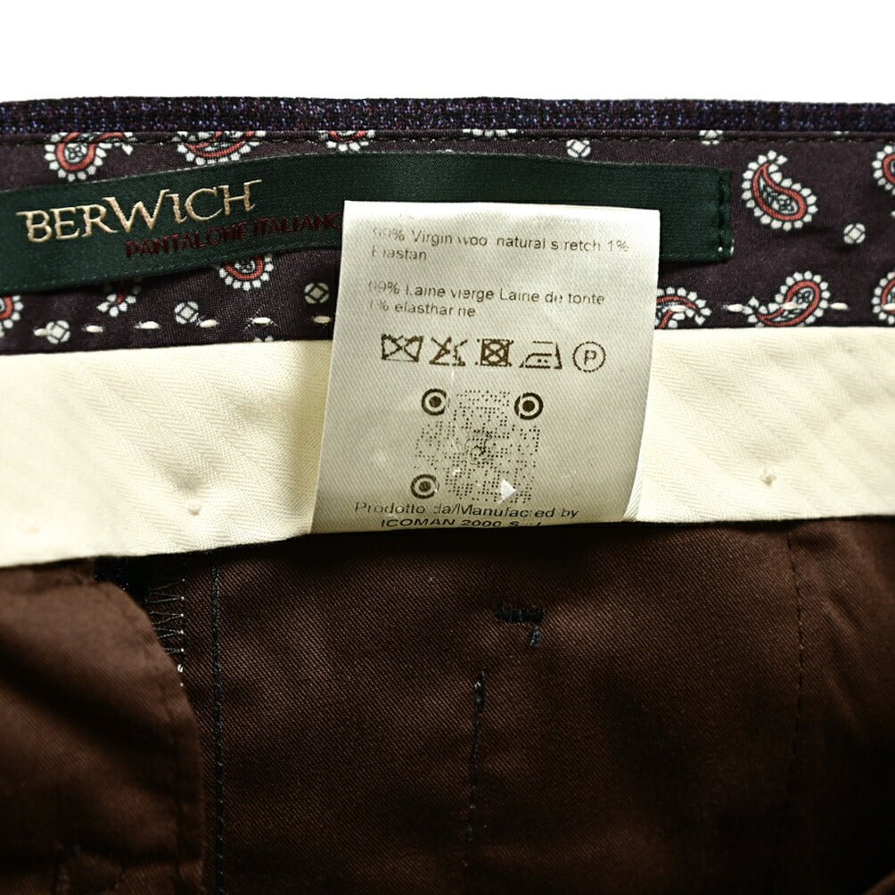 SALE｜BERWICH RETRO ストレッチウール ワンタックスラックス｜411593 - 48｜GUARDAROBA MILANO OFFICIAL STORE