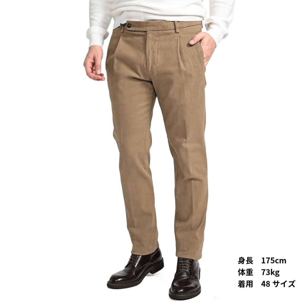 SALE｜BERWICH RETRO ストレッチコットン ワンタックチノスラックス｜411683 - 46｜GUARDAROBA MILANO OFFICIAL STORE