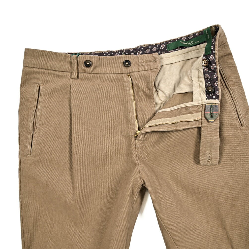 SALE｜BERWICH RETRO ストレッチコットン ワンタックチノスラックス｜411683 - 46｜GUARDAROBA MILANO OFFICIAL STORE