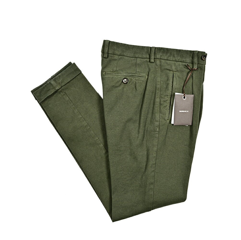 BERWICH RETRO ストレッチコットン ワンタックチノスラックス｜412288 - 52｜GUARDAROBA MILANO OFFICIAL STORE