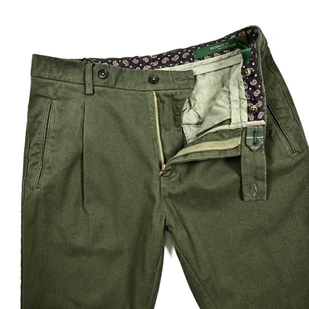 SALE｜BERWICH RETRO ストレッチコットン ワンタックチノスラックス｜412288 - 52｜GUARDAROBA MILANO OFFICIAL STORE