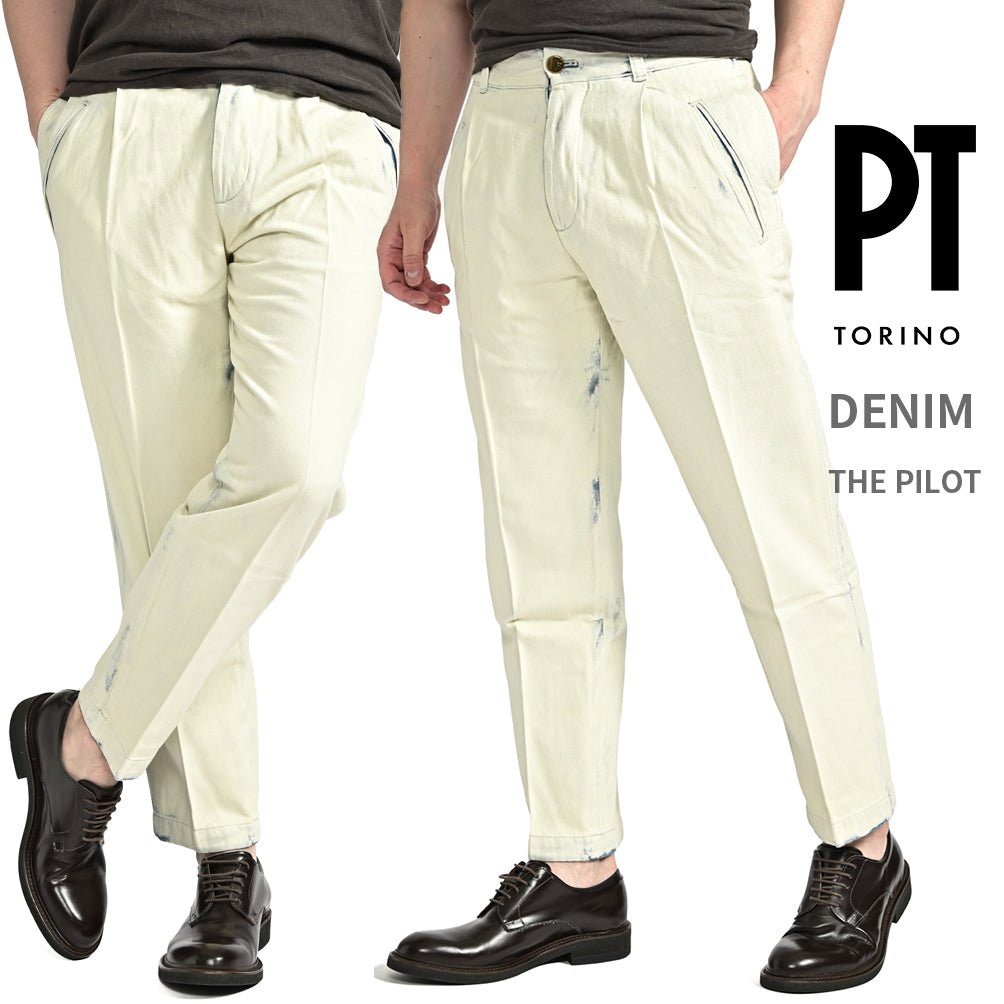 SALE｜PT TORINO DENIM THE PILOT コットン100% ワンタックデニムスラックス / PT05｜419824 - 29｜GUARDAROBA MILANO OFFICIAL STORE