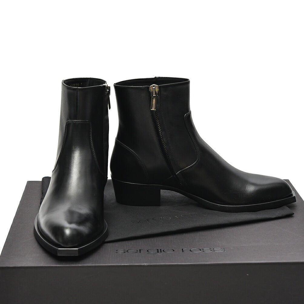 SALE｜Sergio Rossi sr TEXAN サイドジップレザーアンクルブーツ｜408341 - A - 5｜GUARDAROBA MILANO OFFICIAL STORE