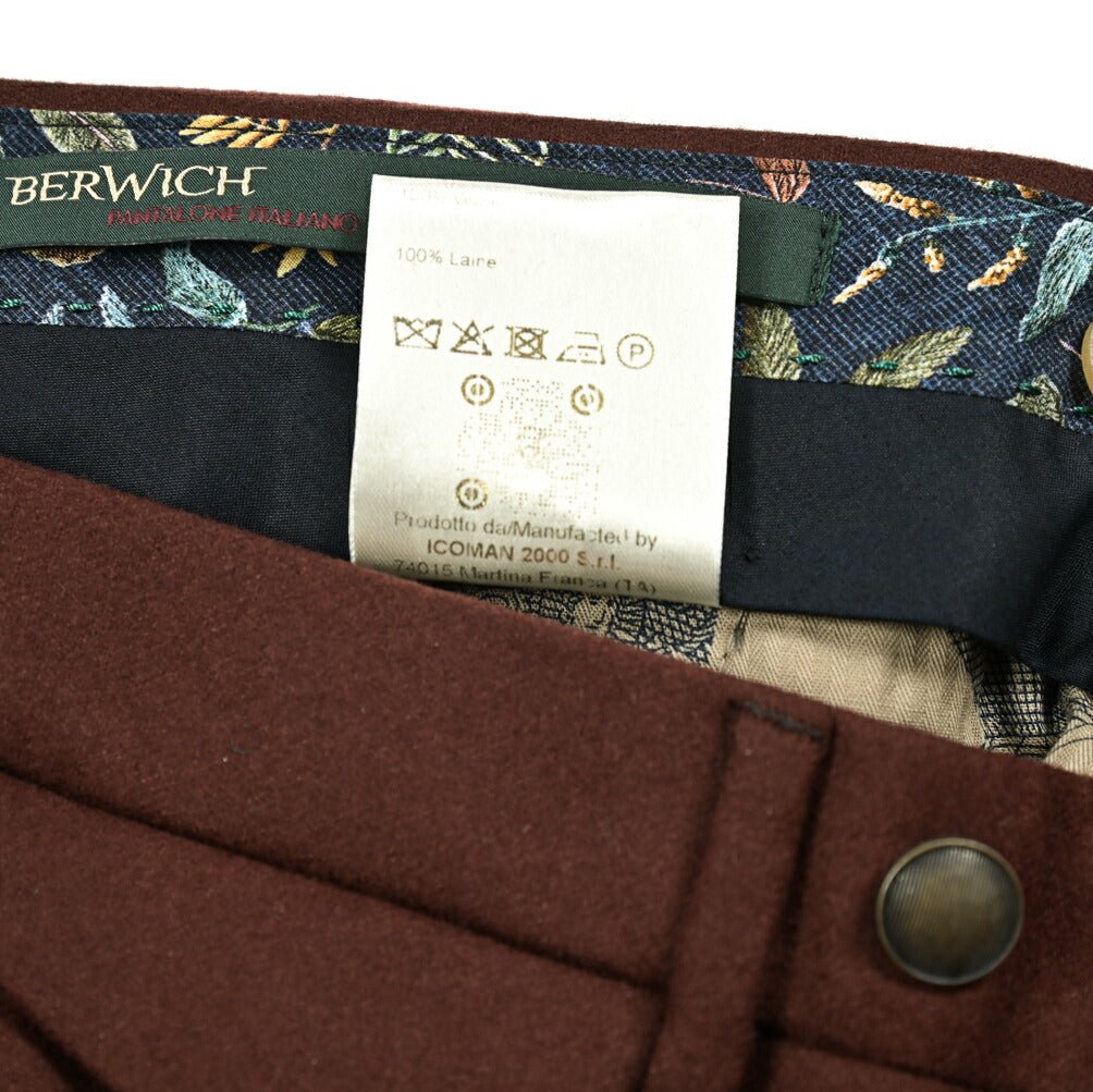 SALE｜BERWICH VULCANO Z ウールフランネル ノータックスラックス｜413236 - 46｜GUARDAROBA MILANO OFFICIAL STORE
