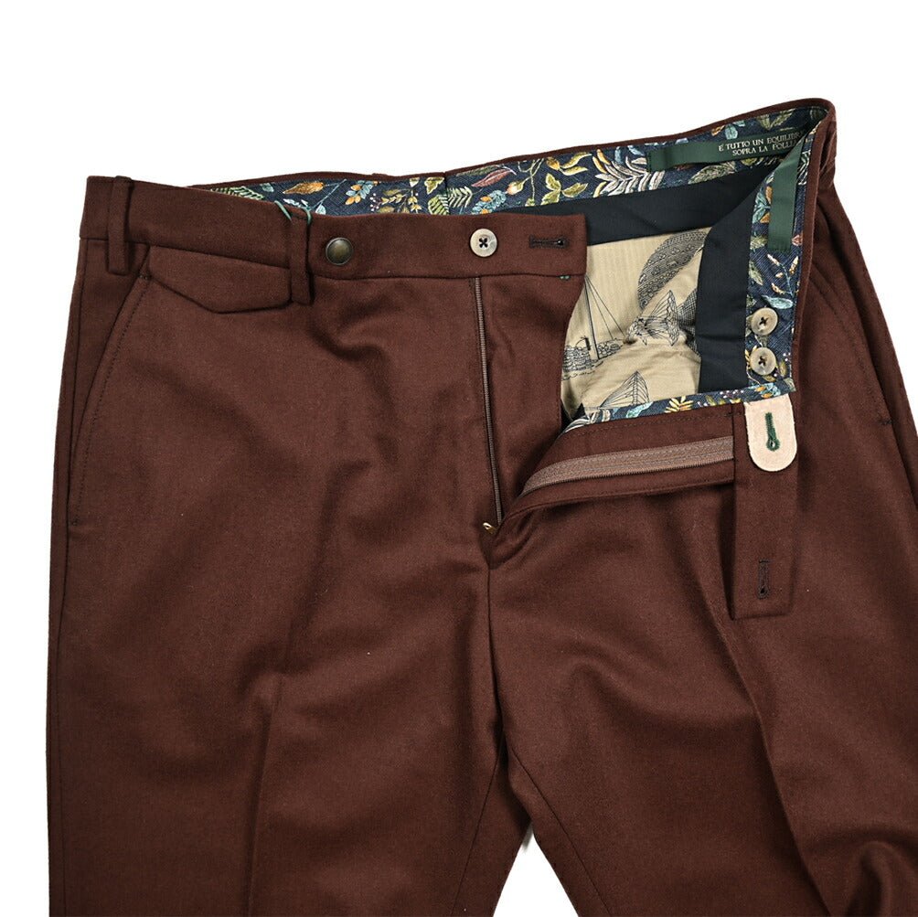 SALE｜BERWICH VULCANO Z ウールフランネル ノータックスラックス｜413236 - 46｜GUARDAROBA MILANO OFFICIAL STORE